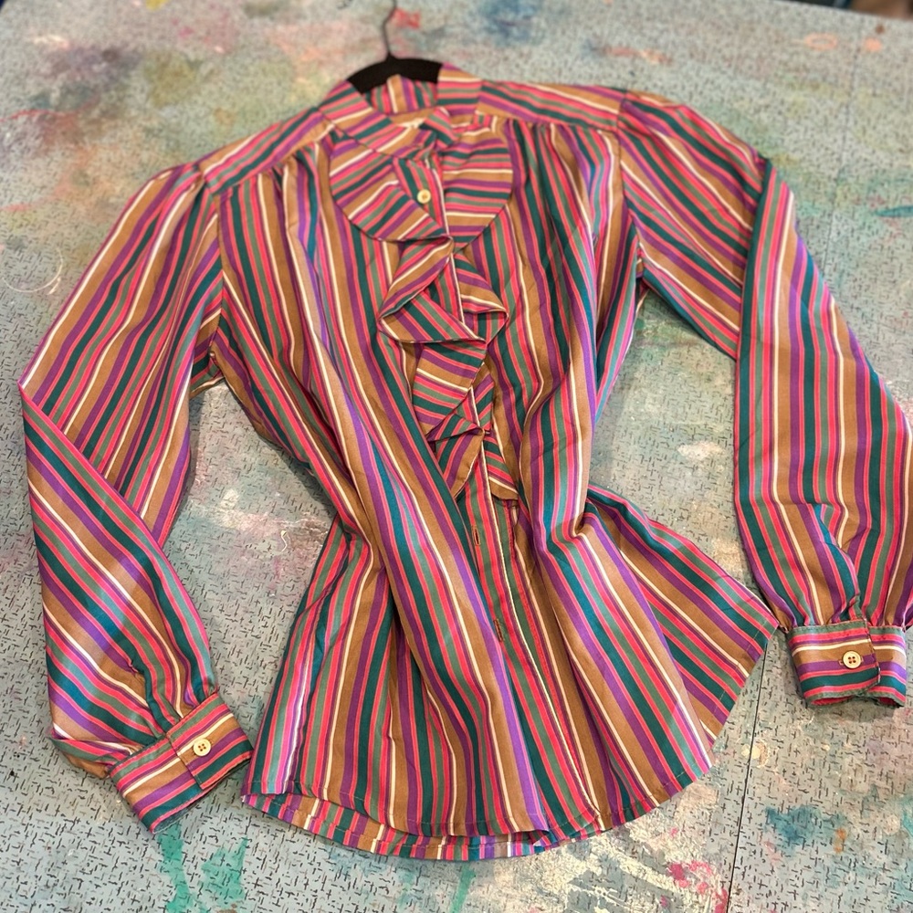 80s Candy Striped Tux Shirt